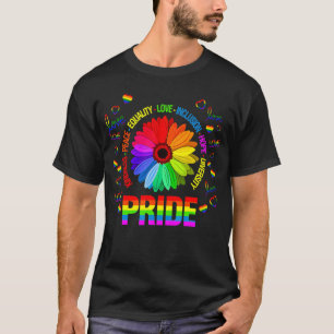 T-shirt Kindness Peace Equality Love Daisy Rainbow Love Lg