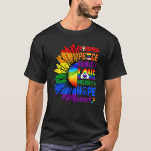 T-shirt Kindness Peace Equality Love Gay pride Sunflower L