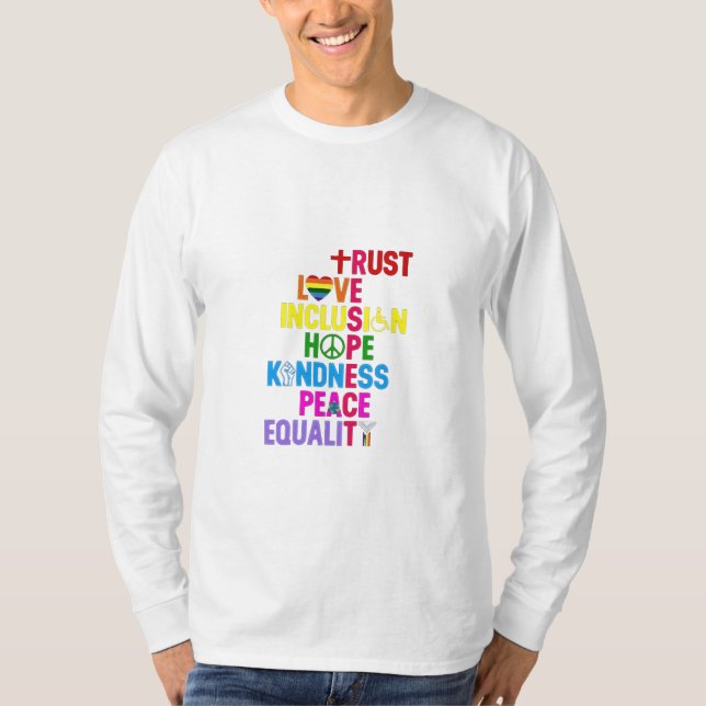 T-shirt Kindness Peace Equality Love Inclusion Hope (Devant)