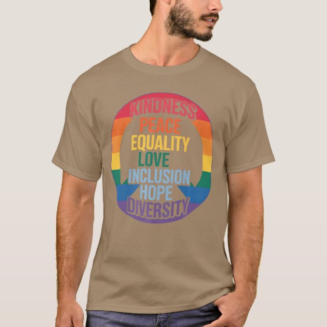 T-shirt Kindness Peace Equality Love Inclusion Hope Divers (Devant)