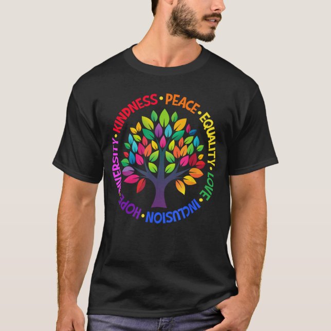 T-shirt Kindness Peace Equality Love Inclusion Hope Divers (Devant)