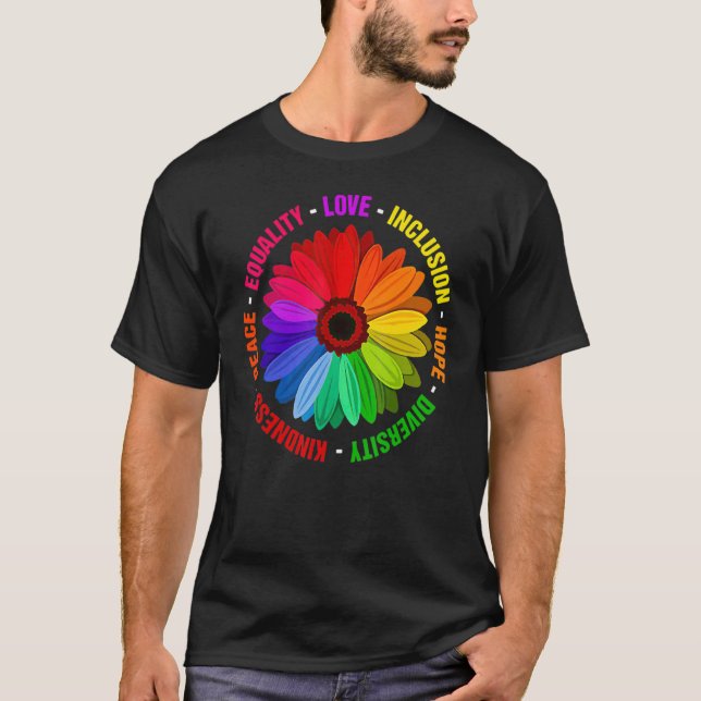 T-shirt Kindness Peace Equality Love Inclusion Hope Divers (Devant)