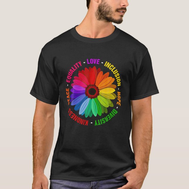 T-shirt Kindness Peace Equality Love Inclusion Hope Divers (Devant)