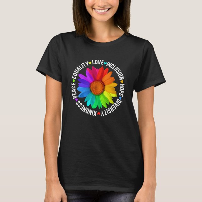 T-shirt Kindness Peace Equality Love Inclusion Hope Divers (Devant)