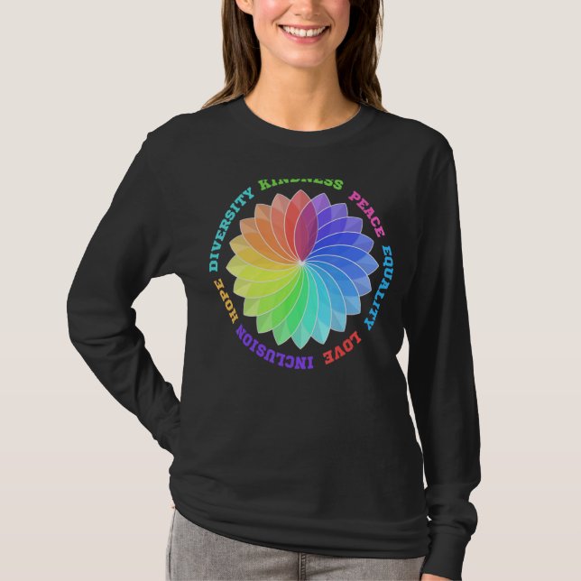 T-shirt Kindness Peace Equality Love Inclusion Hope Divers (Devant)