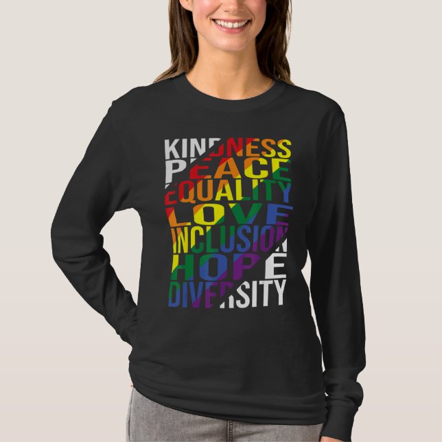 T-shirt Kindness Peace Equality Love Inclusion Hope Divers (Devant)