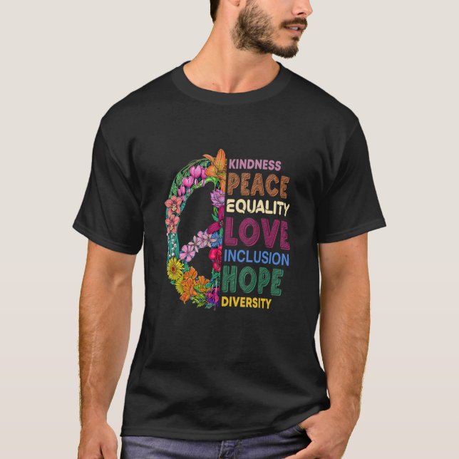 T-shirt Kindness Peace Equality Love Inclusion Hope Divers (Devant)