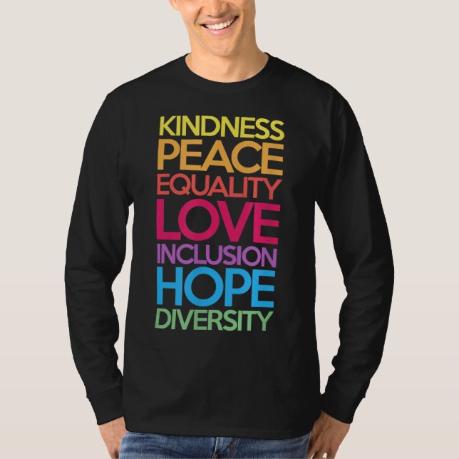 T-shirt Kindness Peace Equality Love Inclusion Hope Divers (Devant)