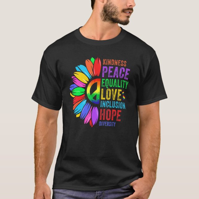 T-shirt Kindness Peace Equality Love Inclusion Hope Divers (Devant)