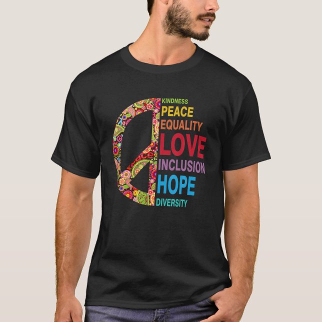 T-shirt Kindness Peace Equality Love Inclusion Hope Divers (Devant)