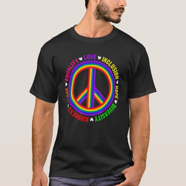 T-shirt Kindness Peace Equality Love Inclusion Hope Divers (Devant)