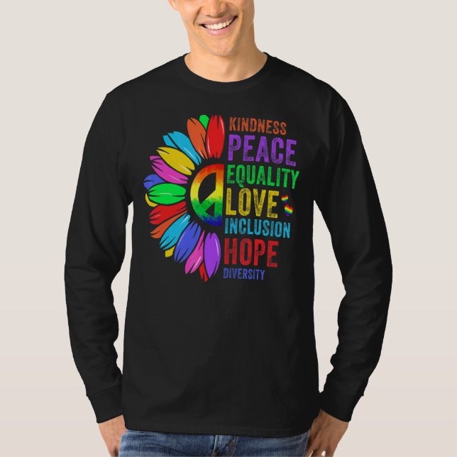 T-shirt Kindness Peace Equality Love Inclusion Hope Divers (Devant)