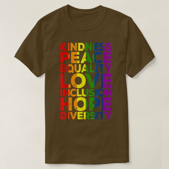 T-shirt Kindy Peace Equality Diversity Human Rights Lgb (Design devant)