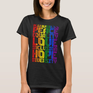 T-shirt Kindy Peace Equality Rainbow Gay Black Pride LG