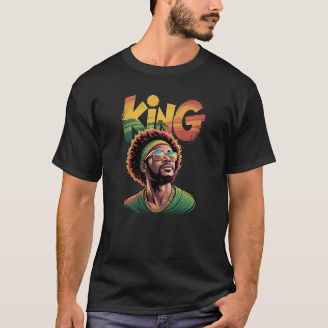 T-shirt King - Black Pride Rasta Couleurs Design (Devant)