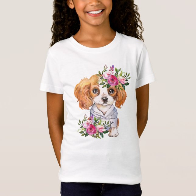T-shirt King Charles Puppy Girls' Fine Jersey (Devant)