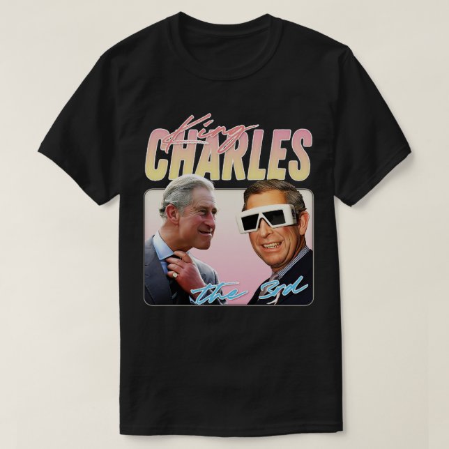 T-shirt King Charles Retro Fan esthétique Design 2 (Design devant)
