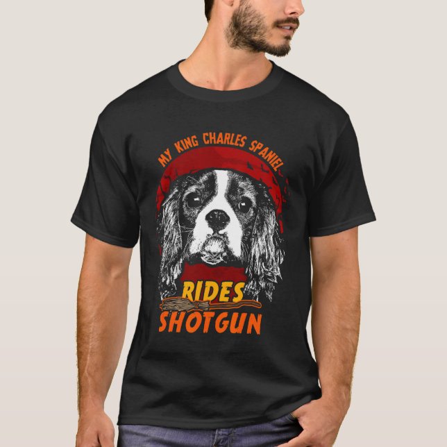 T-shirt King Charles Spaniel Circule Shotgun Drôle Hallowe (Devant)