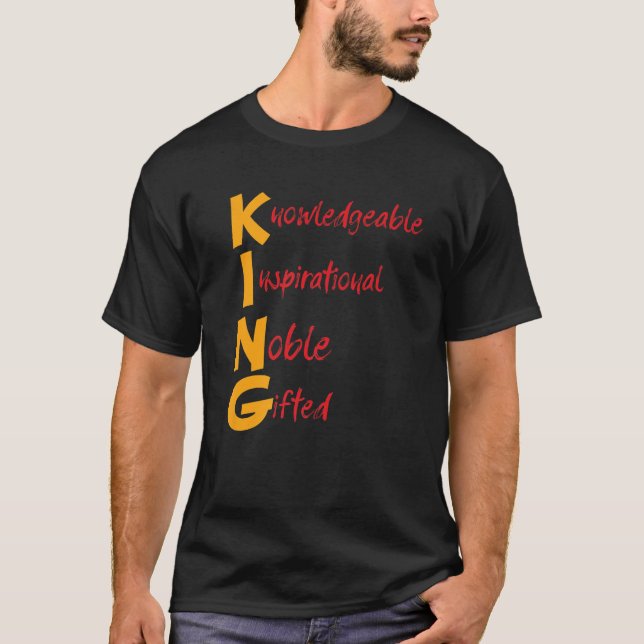 T-shirt King Connaissable Inspirationnel Noble Cadeau Blac (Devant)
