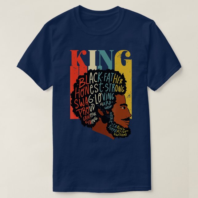 T-shirt King Fier Melané Papa Noir Fête des pères Junetee (Design devant)