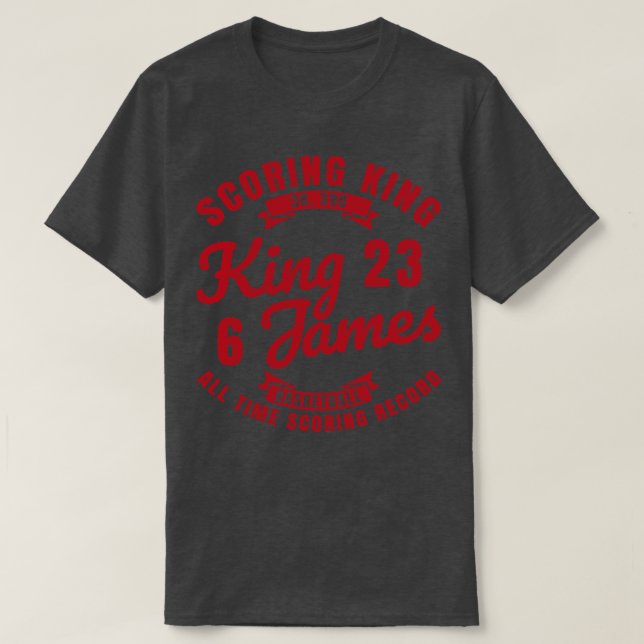 T-shirt King James le roi du score Basketball Texte Rouge (Design devant)