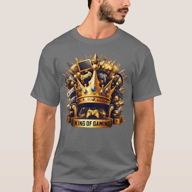 T-shirt King of Gaming Royal Throne Crown Design (Devant)