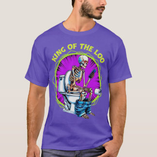 T-shirt KING OF THE LOO – Funny Skeleton on Toilet Graphic