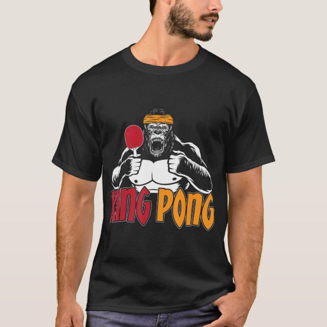 T-shirt King Pong Table Tennis Pong Pong Gorilla Table Dix (Devant)