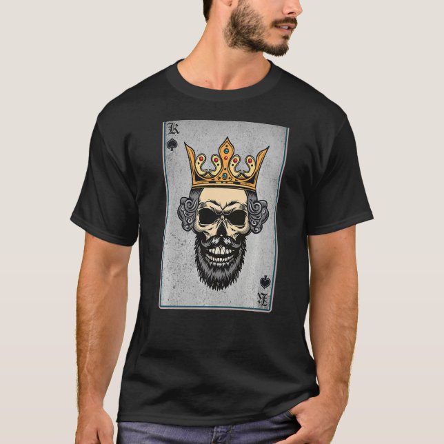 T-shirt King Skull and Queen - 22 Cartes Coeurs Flush Coup (Devant)