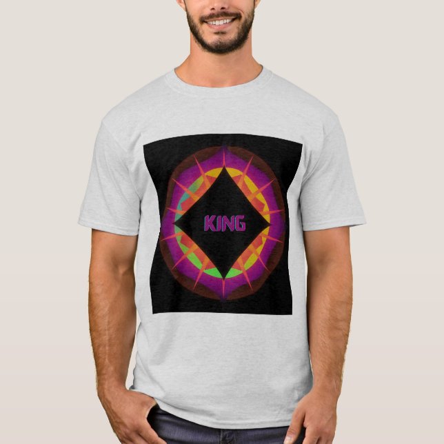 T-shirt KING Texte Cendres Couleur coton Hommes Femmes (Devant)