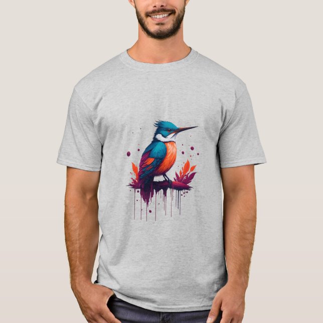 T-shirt Kingfisher couleur aquarelle (Devant)