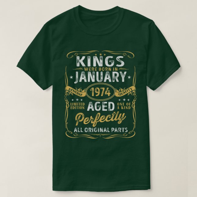 T-shirt Kings Are Born In January 1974 Limited Edition Vin (Design devant)