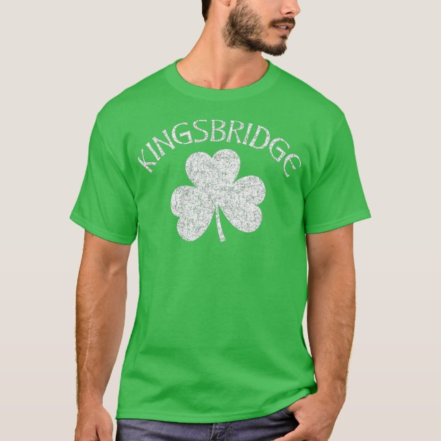 T-shirt Kingsbridge Bronx NY Shamrock irlandais en détress (Devant)