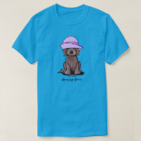 KiniArt Chocolat Goldendoodle Fille au Chapeau Ros