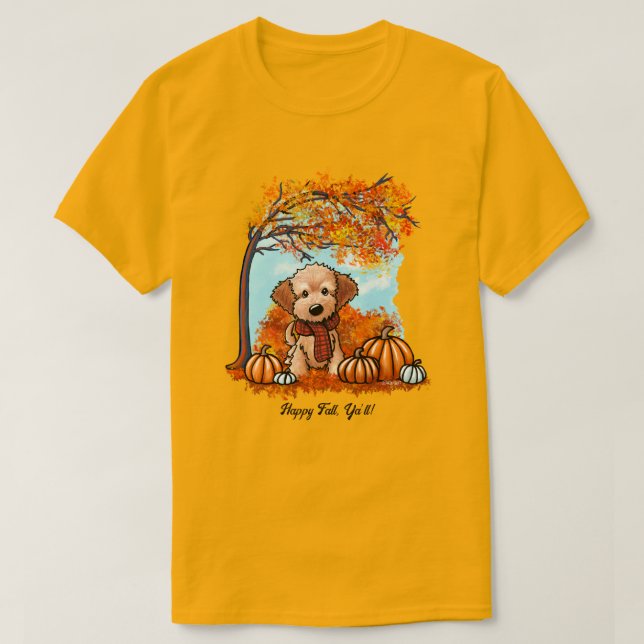 T-shirt KiniArt Goldendoodle chiot Automne (Design devant)
