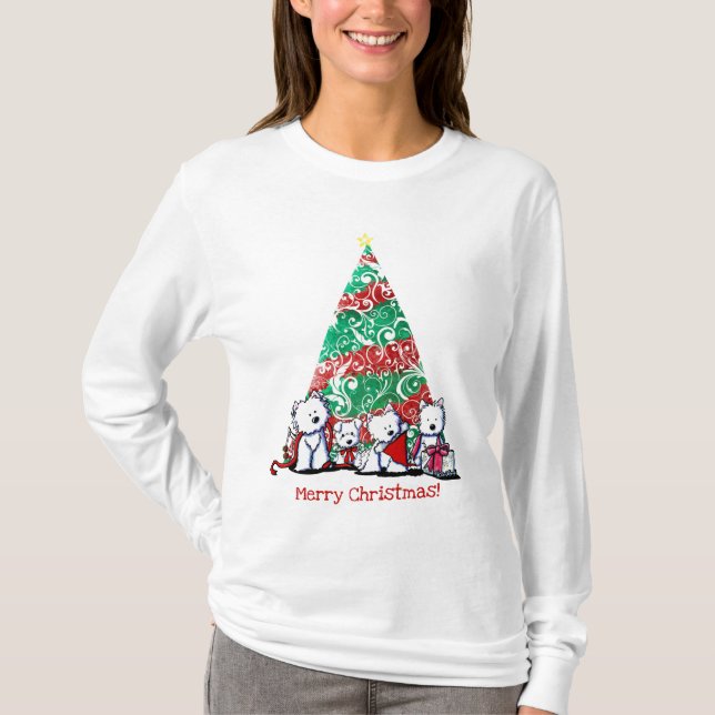T-Shirt KiniArt Noël Westies (Devant)