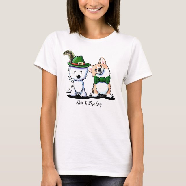 T-shirt KiniArt St. Paddy's Westie et Corgi (Devant)