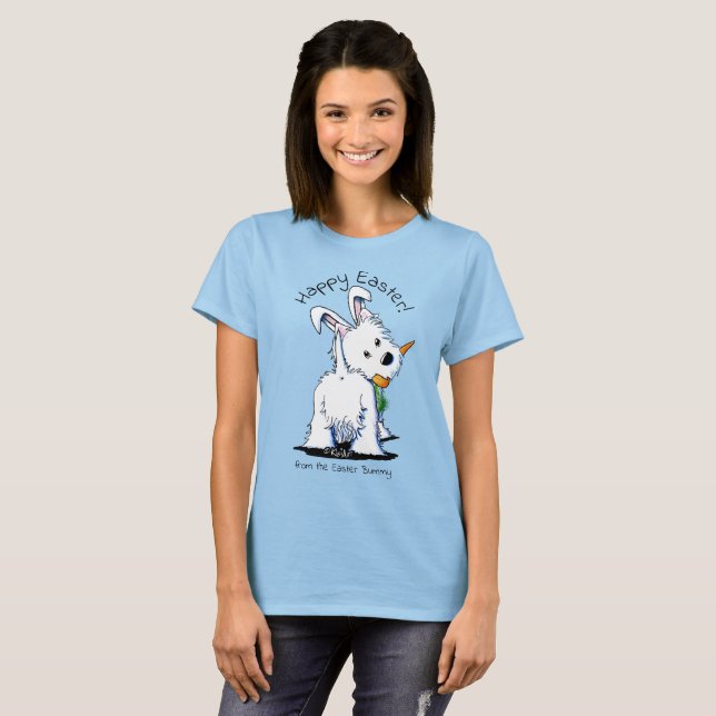 T-shirt KiniArt Westie Bummy de Pâques (Devant entier)