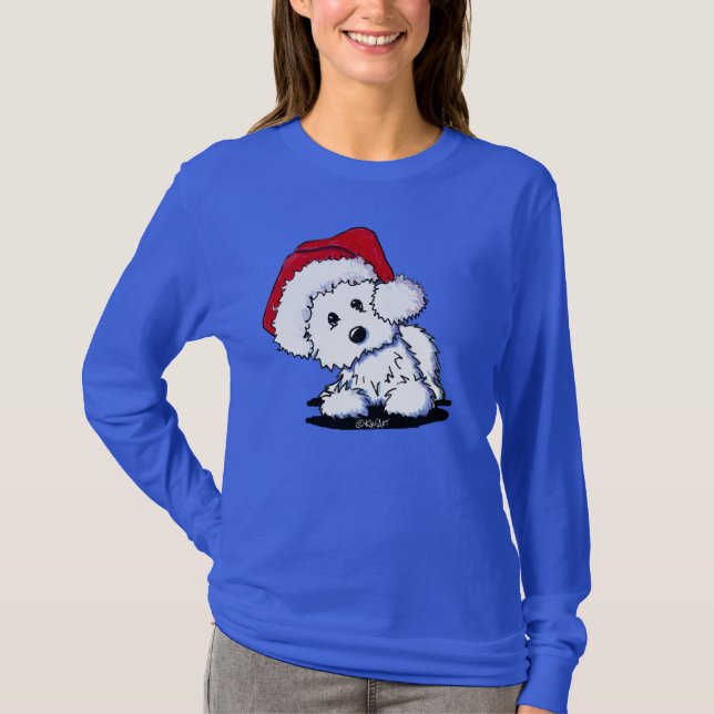 T-shirt KiniArt Westie Chien PÈRE NOËL BÉBÉ (Devant)