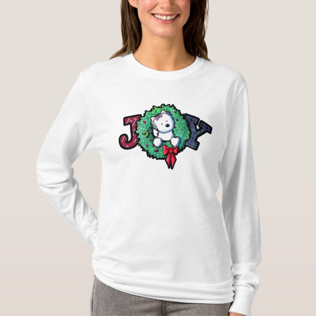 T-shirt KiniArt Westie Joie de Noël (Devant)