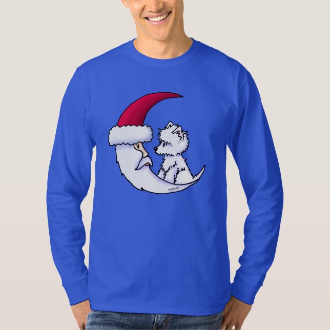 T-shirt KiniArt Westie Santa Moon (Devant)