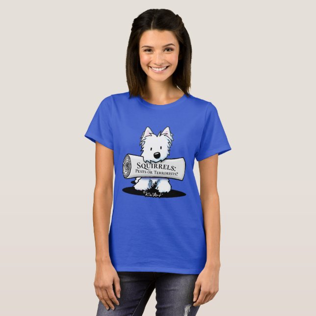 T-shirt KiniArt Westie Terrier Avec Journal (Devant entier)