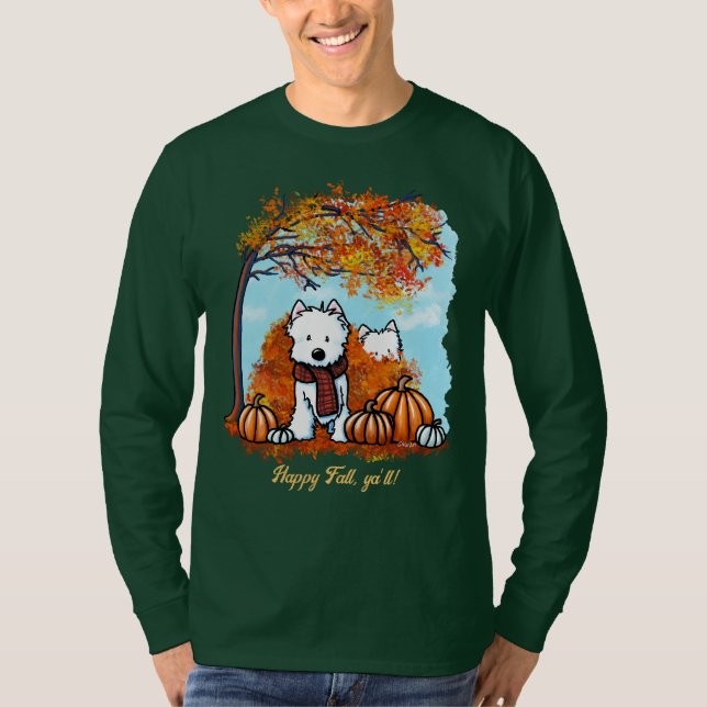 T-shirt KiniArt Westies d'automne (Devant)