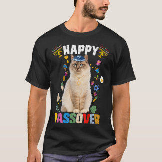 T-shirt Kippah de chat juif Bonne Pâque Matzah Pâque H