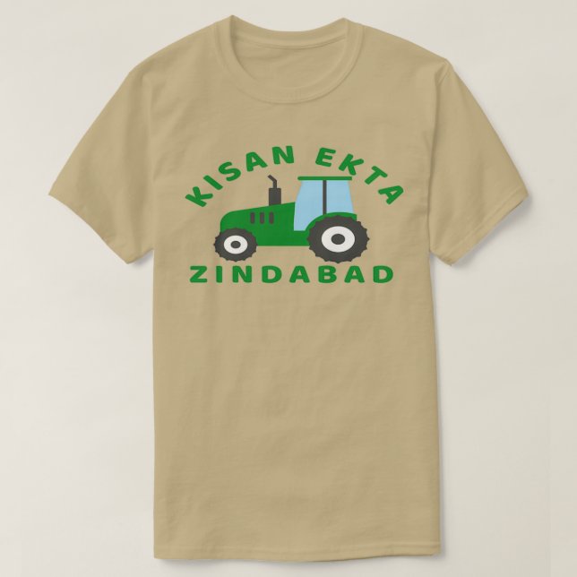 T-shirt Kisan Ekta Zindabad Avec Tracteur Vert (Design devant)