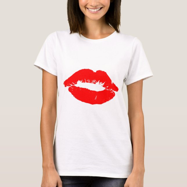 T-shirt Kiss Lips Red Lipstick Losion Passion Valentine (Devant)