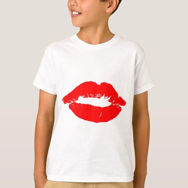 T-shirt Kiss Lips Red Lipstick Losion Passion Valentine (Devant)