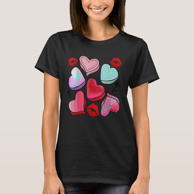 T-shirt Kiss Lips Valentine Sweet Candy Heart Happy Valent (Devant)