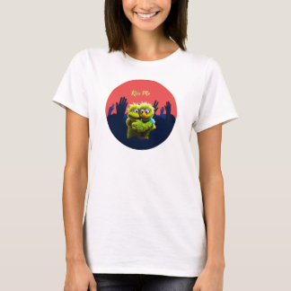 T-shirt Kiss Me Cute Green Puppets Love Design