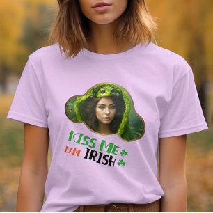 T-shirt Kiss Me, I am Irish - Shamrock chatoyant